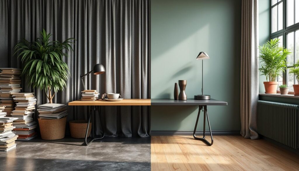 découvrez la transformation d'un studio inspiré de pinterest, combinant harmonieusement 3 couleurs et 2 matières pour un résultat moderne et élégant.