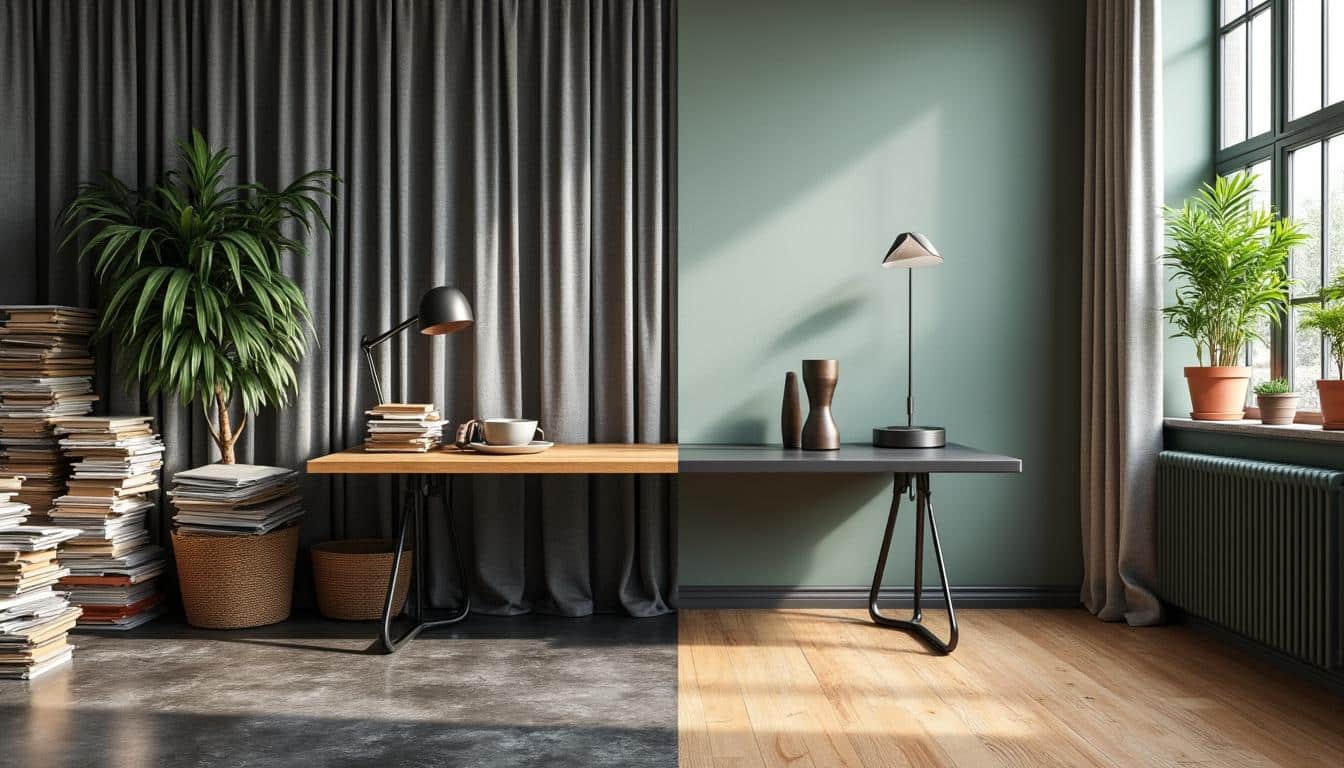découvrez la transformation d'un studio inspiré de pinterest, combinant harmonieusement 3 couleurs et 2 matières pour un résultat moderne et élégant.