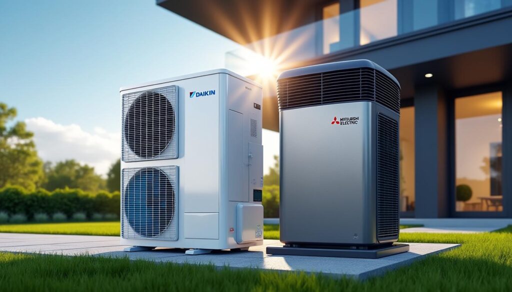 comparez les pompes à chaleur des marques daikin et mitsubishi electric pour choisir le système de chauffage le plus efficace et économique adapté à votre domicile.