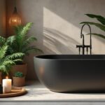 transformez votre salle de bain en un havre de paix avec des accessoires rituals et une touche de verdure grâce aux plantes, pour une ambiance spa apaisante et naturelle.