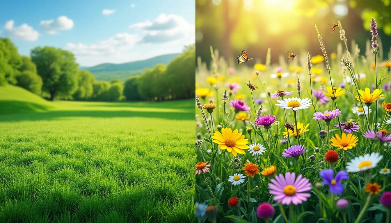 découvrez le duel entre pelouse et prairie fleurie pour favoriser la biodiversité avec la ligue pour la protection des oiseaux (lpo). apprenez à choisir le meilleur habitat naturel pour protéger la faune et la flore locales.